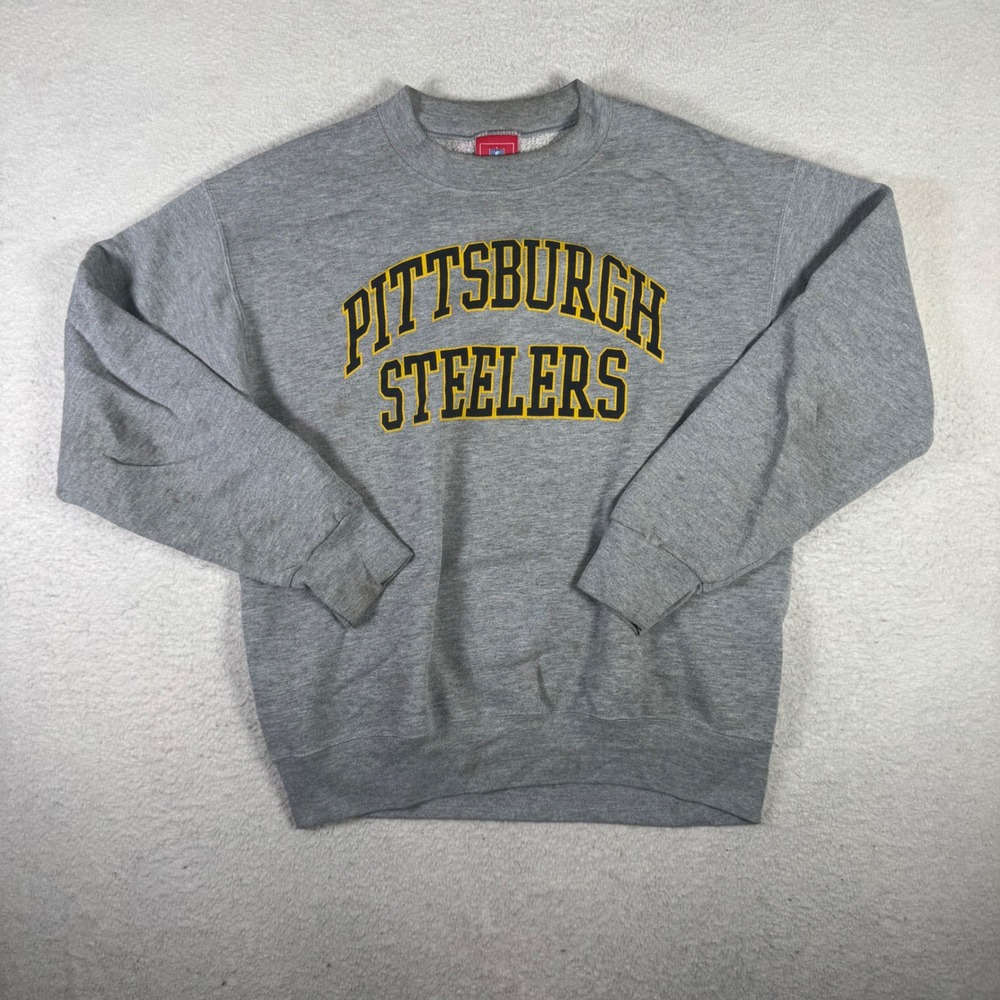 NFL Pittsburgh Steelers Sweatshirt Men Large Gray Good Graphic Pullover